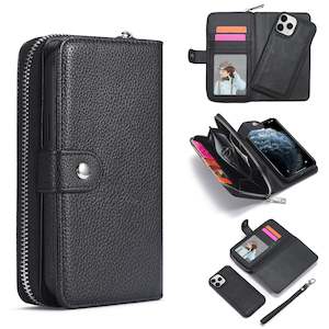 iPhone 12 Mini Case Zipper Wallet (Black)