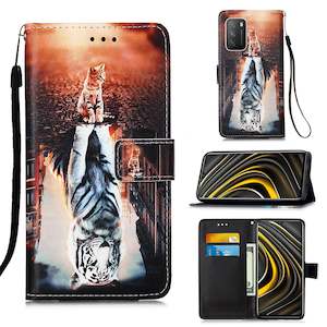 Xiaomi Redmi 9T Case Designer PU (Cat&Tiger)