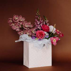 Jewel Floral Bouquet in Blush Bag