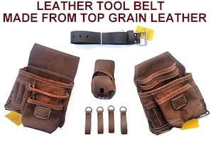 Tool Belt- Brown Heavy Duty Leather Slide & Swap On Belt For 33" To 45" Inch