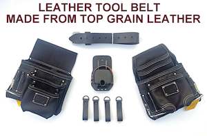 Tool Belt- Black Heavy Duty Leather Slide & Swap On Belt For 33" To 45" Inch