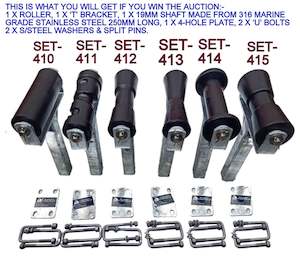 Trailer dealing - boat: KEEL ROLLER WITH 'T' BRACKET + 19MM SHAFT & "U" BOLTS FOR BOAT TRAILERS.