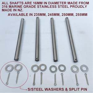 16MM 316 MARINE GRADE STAINLESS PINS/SHAFT FOR BOAT TRAILERS ROLLERS