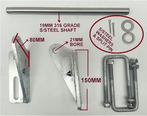 KEEL ROLLER SUPER HEAVY-DUTY 3 HOLE BRACKET FOR BOAT TRAILERS WITH i6MM OR 19MM SHAFT.