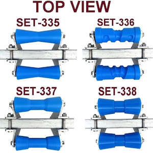 Trailer dealing - boat: BOAT KEEL POLYETHYLENE ROLLER + 3 HOLE BRACKET + 19MM SHAFT