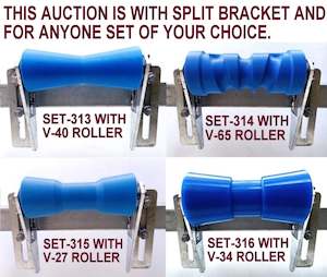 Trailer dealing - boat: TRAILER KEEL ROLLER WITH SPLIT BRACKET, 'U' BOLTS & 16MM SHAFT FOR BOAT TRAILERS