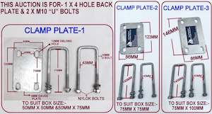 Trailer dealing - boat: 4 Hole Wobble Roller Clamp Plate With M10 x U Bolt for boat Trailers