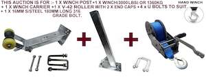 Trailer dealing - boat: WINCH POST-525MM TALL (70MM X 70MM) + CARRIER + WINCH(3000LBS) WITH END CAPS FOR BOAT TRAILERS