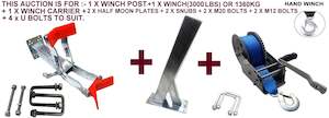 WINCH POST + 2 X LARGE HALF MOON PLATE + 3000LBS WINCH FOR BOAT TRAILERS.