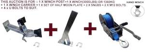 Trailer dealing - boat: WINCH POST (70MM X 70MM) + HALF MOON PLATE + 3000LBS WINCH FOR BOAT TRAILERS.