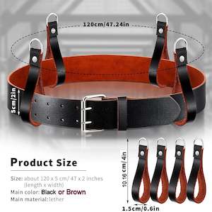 Heavy Duty Work Belt Leather Tool Belt Fits 32 to 46Inc. Waist with 4 Pcs loops.