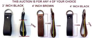 Tool Belt Suspender 4"(Inch) leather loops X (4-Piece Set) (Brown or Black)