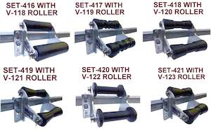 BOAT KEEL ROLLER-POLYURETHANE ROLLERS WITH UP LIFT BRACKET & 19MM S/STEEL SHAFT.