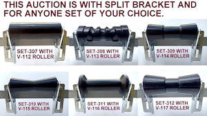 BOAT TRAILER KEEL ROLLER WITH SPLIT BRACKET, 'U' BOLTS & 16MM SHAFT