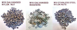 M10 STAINLESS STEEL/ GALVANISED NYLOK NUTS & WASHERS