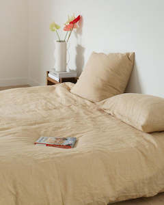 LINEN DUVET SET SAND - QUEEN