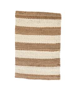 Jute Mat - White Stripe