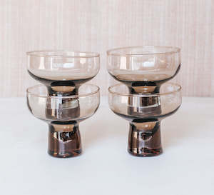 Vintage Kaaru Smoked Glasses - Set of 4