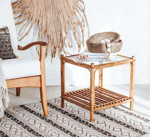 Furniture: Vintage Cane Coffee Table