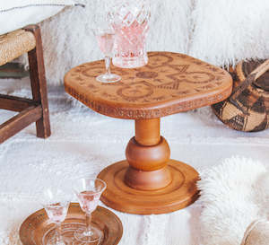 Vintage Hand-Carved Side Table