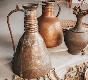 Vintage Metal & Copper Hand-beaten Pitcher