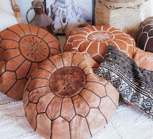 Favourite Picks: Moroccan Leather Pouf - Natural Brown NEW