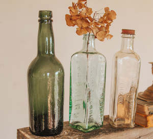 Vintage Green Glass Bottle