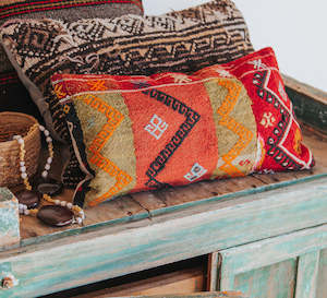 Global Boho Gift Ideas: Mini Lumbar Kilim Cushion 20x40