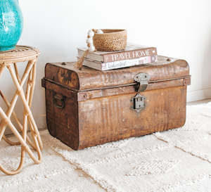 Vintage Metal Travel Trunk