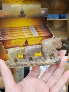 Crystal glass: Elephant Soap Stone Incense Tower