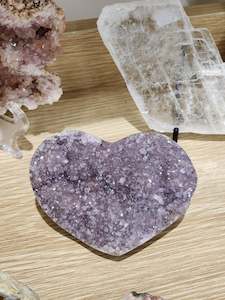 Self Sitting Amethyst Drusy Heart