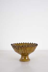 Moroccan Mustard Zig Zag Pedestal Bowl - Medium