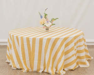 Store-based retail: Beeswax & White Stripe Round Tablecloth