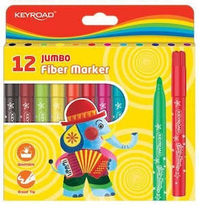 Keyroad Jumbo Colouring Fiber Markers 12PK