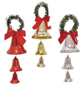 Christmas Hanging Shiny Bells With Bow 3PC