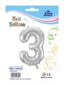 Foil Balloon (66x119cm) Silver Number - 3