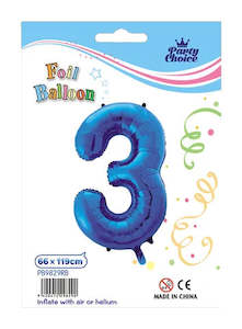 Foil Balloon (66x119cm) Royal Blue Number - 3