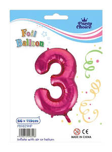 Foil Balloon (66x119cm) Hot Pink Number - 3