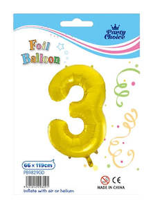 Foil Balloon (66x119cm) Gold Number - 3