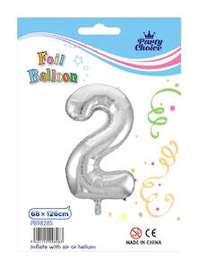 Variety: Foil Balloon (68x126cm) Silver Number - 2