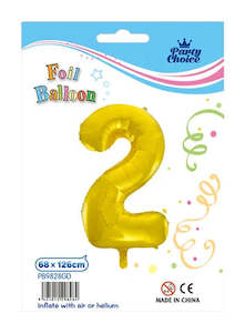 Foil Balloon (68x126cm) Gold Number - 2