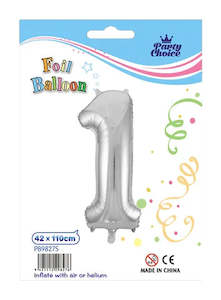 Variety: Foil Balloon (42x110cm) Silver Number - 1