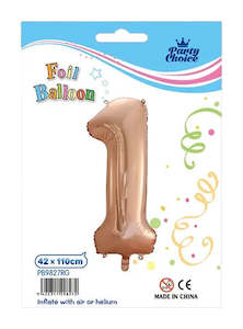 Variety: Foil Balloon (42x110cm) Rose Gold Number - 1