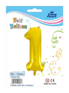 Foil Balloon (42x110cm) Gold Number - 1