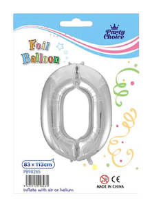 Foil Balloon (83x113cm) Silver Number - 0