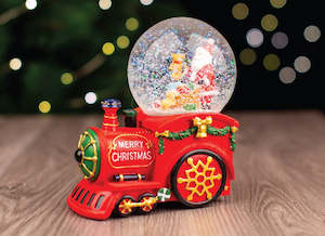 Musical Snow Globe (100mm) Train Engine - Red