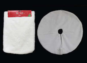 Plush Tree Skirt (Dia:90cm) - White