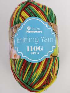 Variety: #S64 Knitting Yarn (110g) - Multi Green/Red/Yellow