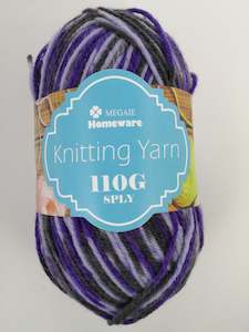 #S48 Knitting Yarn (110g) - Multi Black/Purple/White