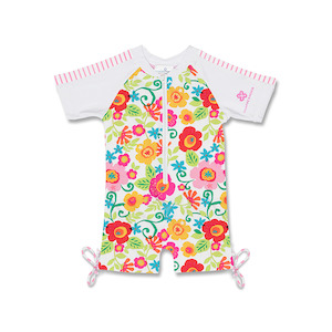 Snapper Rock Kids Swimwear: Sunsuit | Garden Flower